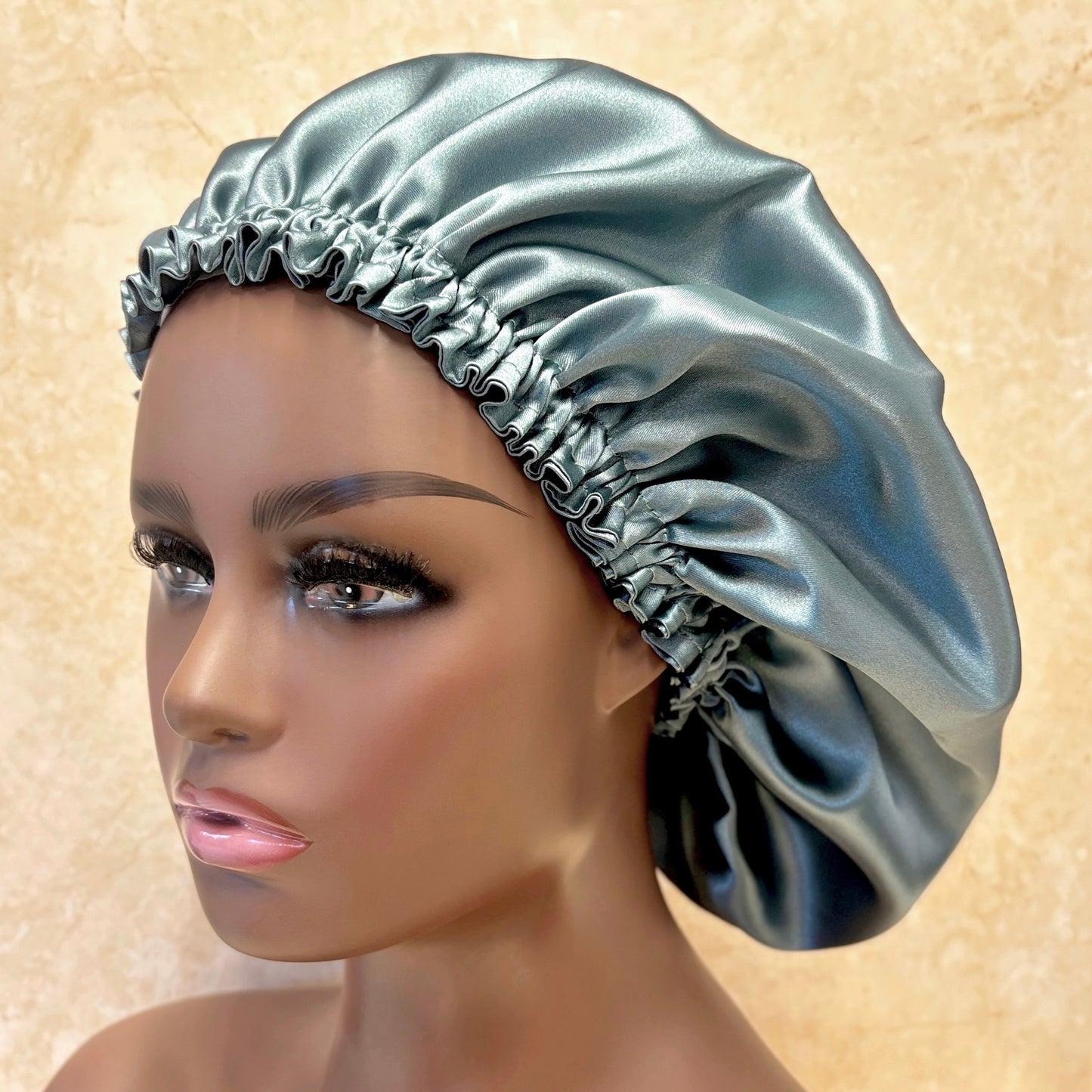 Silk Hair Bonnet - Reversible Sleep Cap with Elastic Band in Seven Colours