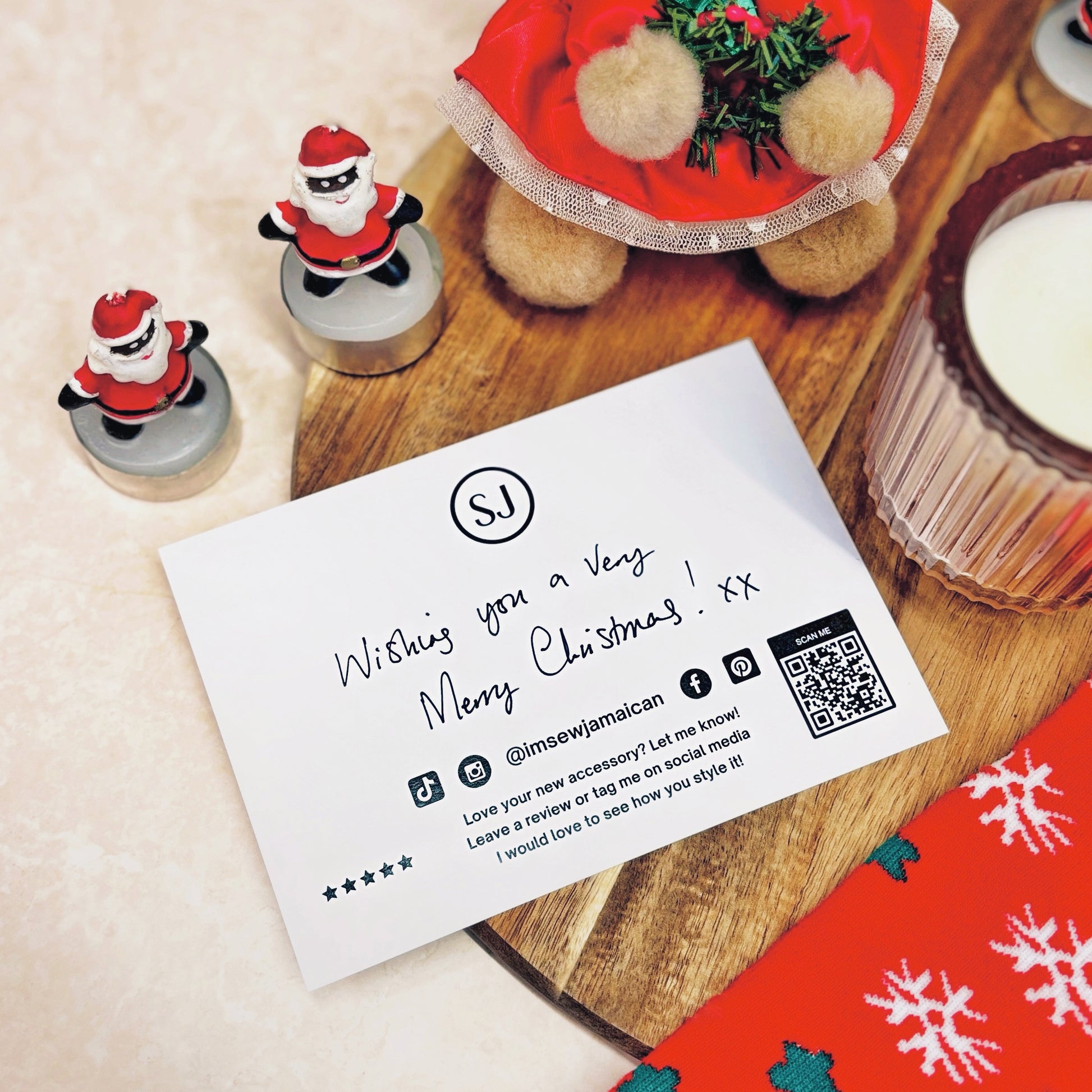 Christmas-themed thank you card