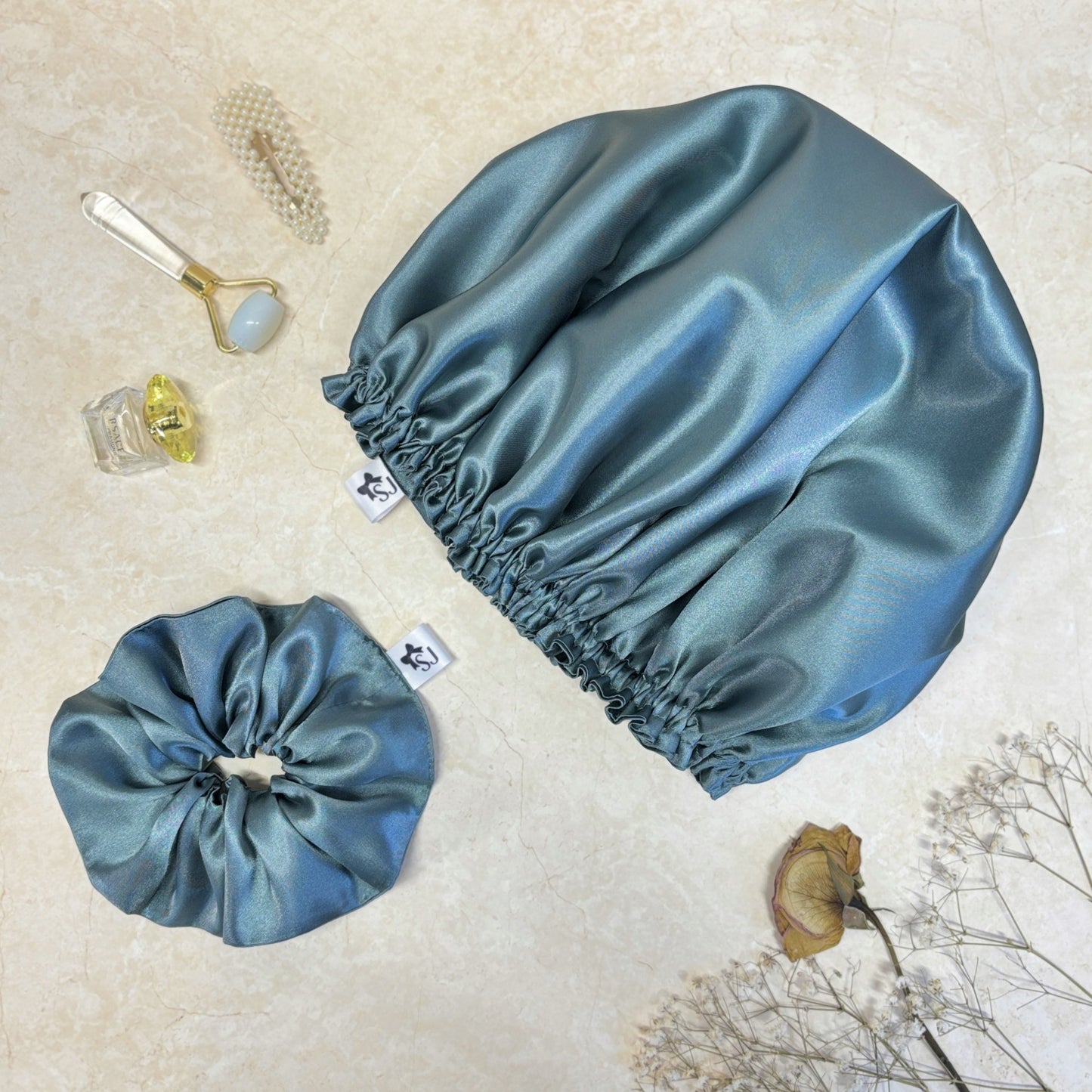 Silky Satin Scrunchie And Reversible Satin Sleep Bonnet, Five Colours