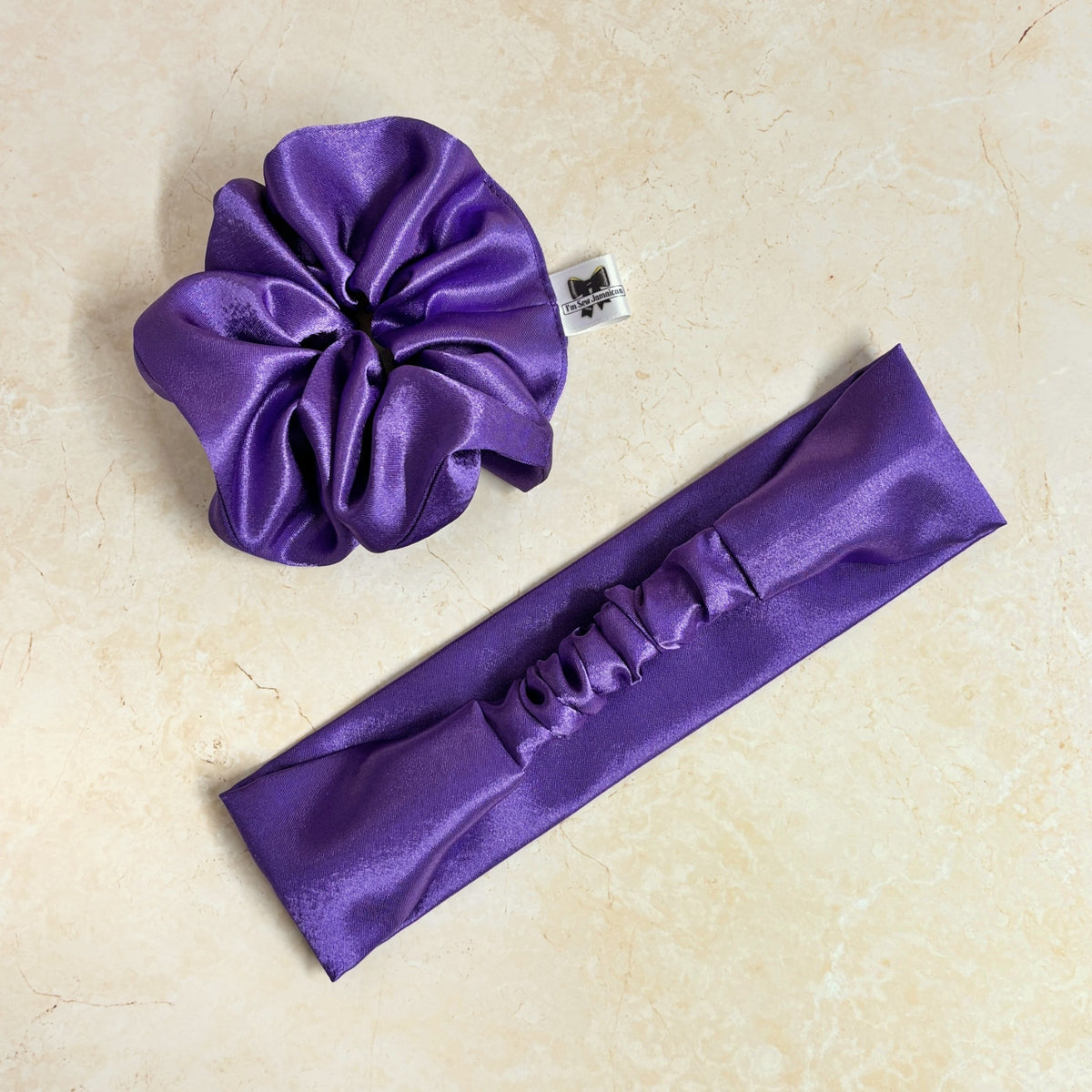 Satin Hair Scrunchie & Matching Headband Set